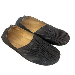 Chocolat Blu Cam2 Blue Leather Pleated Front Slip on Comfort Flat Size 8.5